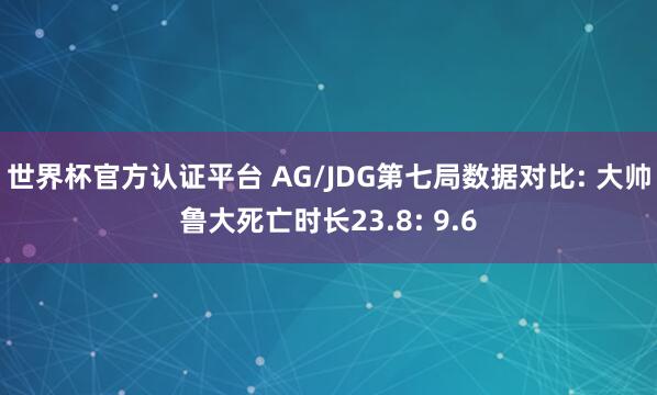世界杯官方认证平台 AG/JDG第七局数据对比: 大帅鲁大死亡时长23.8: 9.6