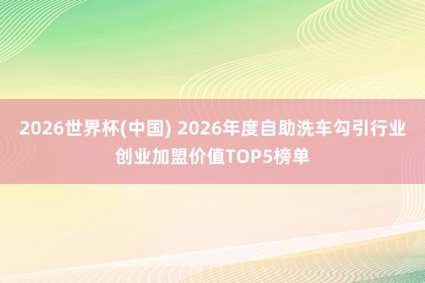 2026世界杯(中国) 2026年度自助洗车勾引行业创业加盟价值TOP5榜单