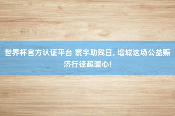 世界杯官方认证平台 寰宇助残日， 增城这场公益赈济行径超暖心!