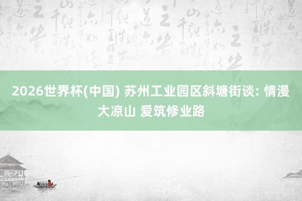2026世界杯(中国) 苏州工业园区斜塘街谈: 情漫大凉山 爱筑修业路