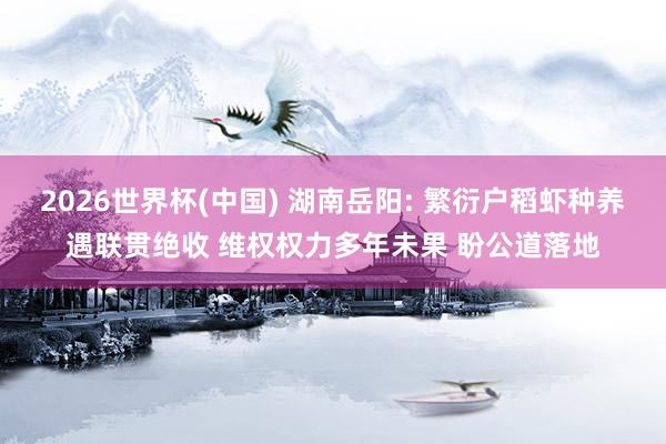 2026世界杯(中国) 湖南岳阳: 繁衍户稻虾种养遇联贯绝收 维权权力多年未果 盼公道落地