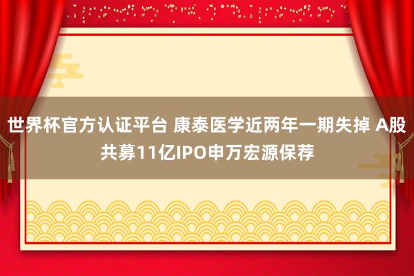 世界杯官方认证平台 康泰医学近两年一期失掉 A股共募11亿IPO申万宏源保荐