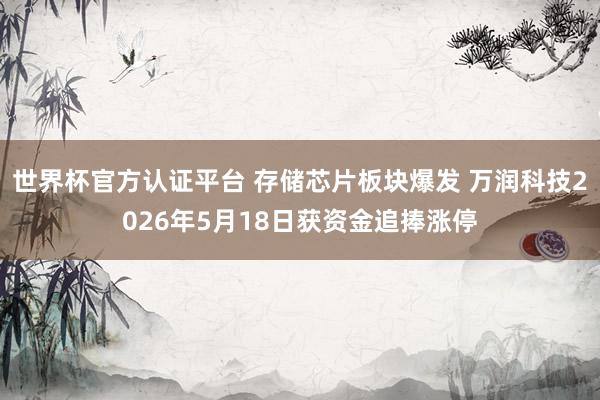 世界杯官方认证平台 存储芯片板块爆发 万润科技2026年5月18日获资金追捧涨停