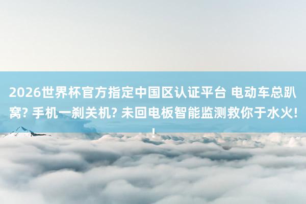 2026世界杯官方指定中国区认证平台 电动车总趴窝? 手机一刹关机? 未回电板智能监测救你于水火!