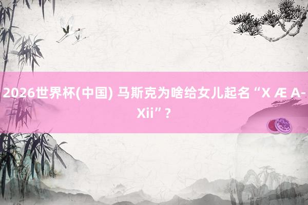 2026世界杯(中国) 马斯克为啥给女儿起名“X Æ A-Xii”?