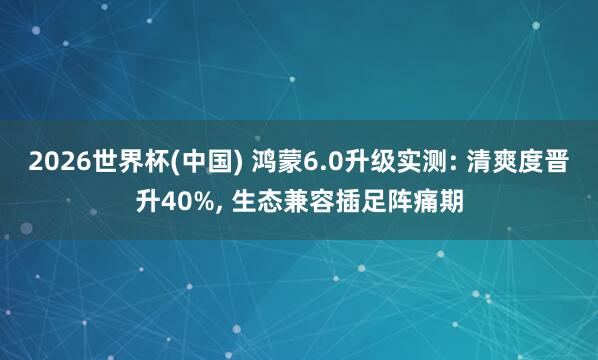 2026世界杯(中国) 鸿蒙6.0升级实测: 清爽度晋升40%， 生态兼容插足阵痛期