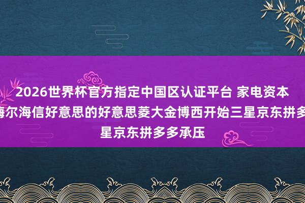 2026世界杯官方指定中国区认证平台 家电资本大涨! 海尔海信好意思的好意思菱大金博西开始三星京东拼多多承压