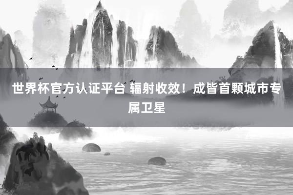 世界杯官方认证平台 辐射收效!成皆首颗城市专属卫星