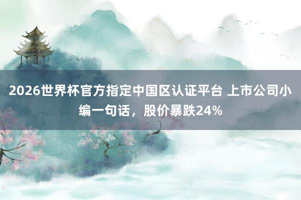 2026世界杯官方指定中国区认证平台 上市公司小编一句话,股价暴跌24%