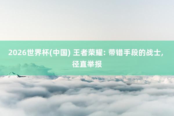 2026世界杯(中国) 王者荣耀: 带错手段的战士， 径直举报