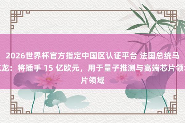 2026世界杯官方指定中国区认证平台 法国总统马克龙：将插手 15 亿欧元，用于量子推测与高端芯片领域