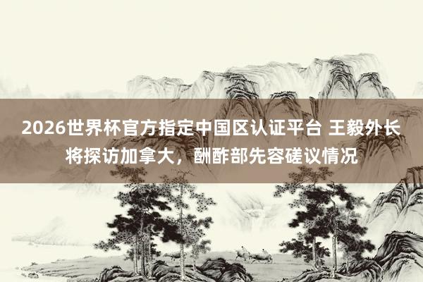 2026世界杯官方指定中国区认证平台 王毅外长将探访加拿大，酬酢部先容磋议情况