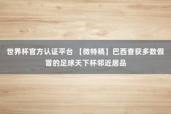 世界杯官方认证平台 【微特稿】巴西查获多数假冒的足球天下杯邻近居品