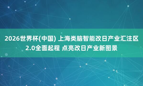 2026世界杯(中国) 上海类脑智能改日产业汇注区2.0全面起程 点亮改日产业新图景