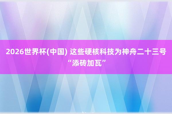 2026世界杯(中国) 这些硬核科技为神舟二十三号“添砖加瓦”