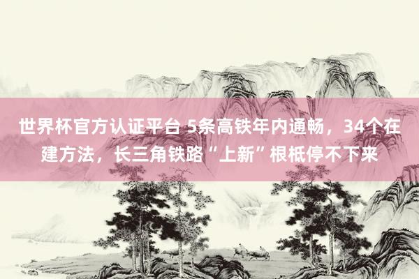 世界杯官方认证平台 5条高铁年内通畅，34个在建方法，长三角铁路“上新”根柢停不下来