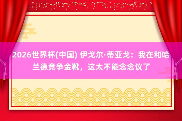 2026世界杯(中国) 伊戈尔·蒂亚戈:我在和哈兰德竞争金靴,这太不能念念议了
