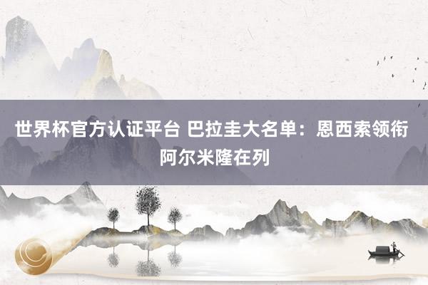 世界杯官方认证平台 巴拉圭大名单:恩西索领衔 阿尔米隆在列