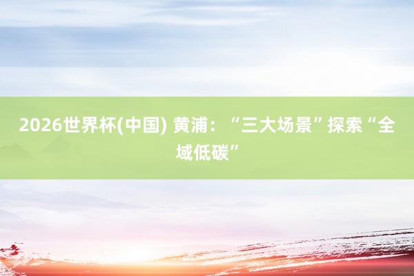 2026世界杯(中国) 黄浦：“三大场景”探索“全域低碳”