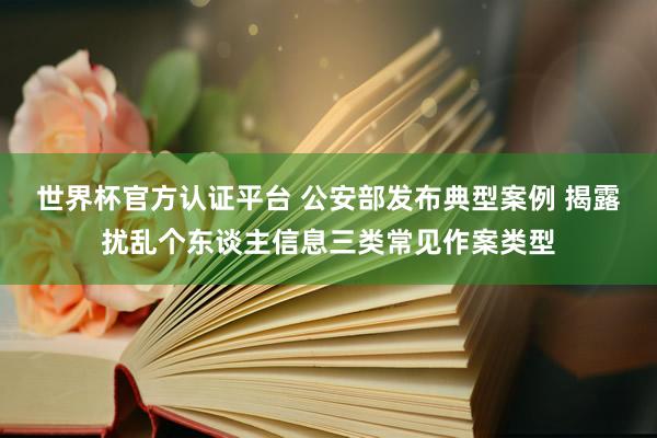 世界杯官方认证平台 公安部发布典型案例 揭露扰乱个东谈主信息三类常见作案类型