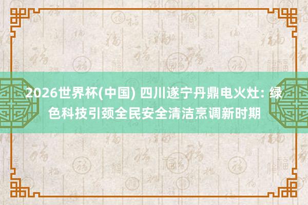 2026世界杯(中国) 四川遂宁丹鼎电火灶: 绿色科技引颈全民安全清洁烹调新时期