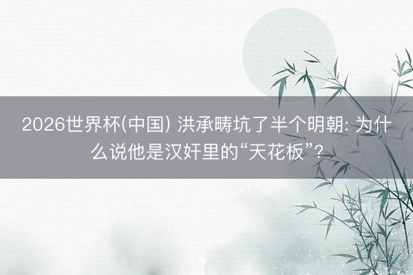 2026世界杯(中国) 洪承畴坑了半个明朝: 为什么说他是汉奸里的“天花板”?