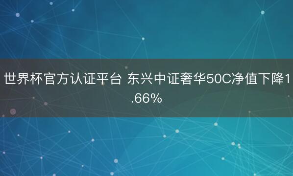 世界杯官方认证平台 东兴中证奢华50C净值下降1.66%