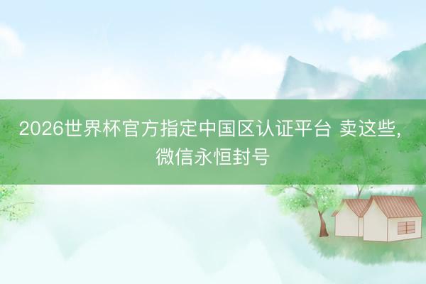 2026世界杯官方指定中国区认证平台 卖这些, 微信永恒封号