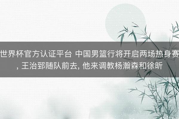 世界杯官方认证平台 中国男篮行将开启两场热身赛, 王治郅随队前去, 他来调教杨瀚森和徐昕