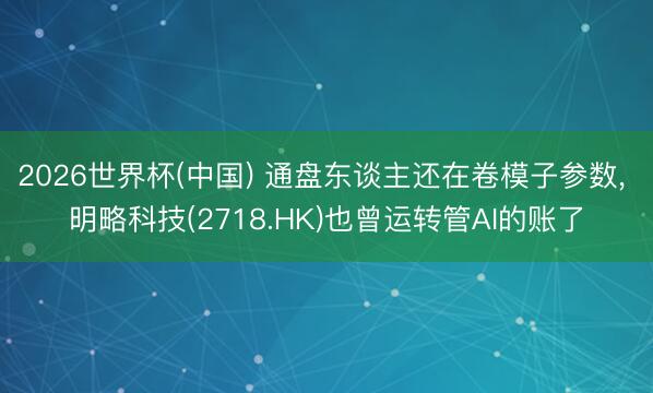 2026世界杯(中国) 通盘东谈主还在卷模子参数, 明略科技(2718.HK)也曾运转管AI的账了